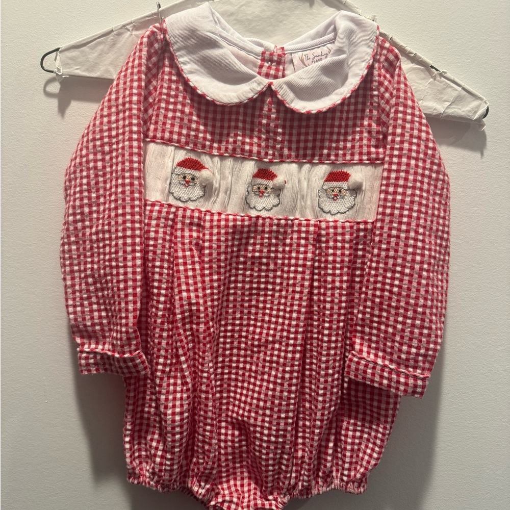 Festive Red Gingham Santa Romper